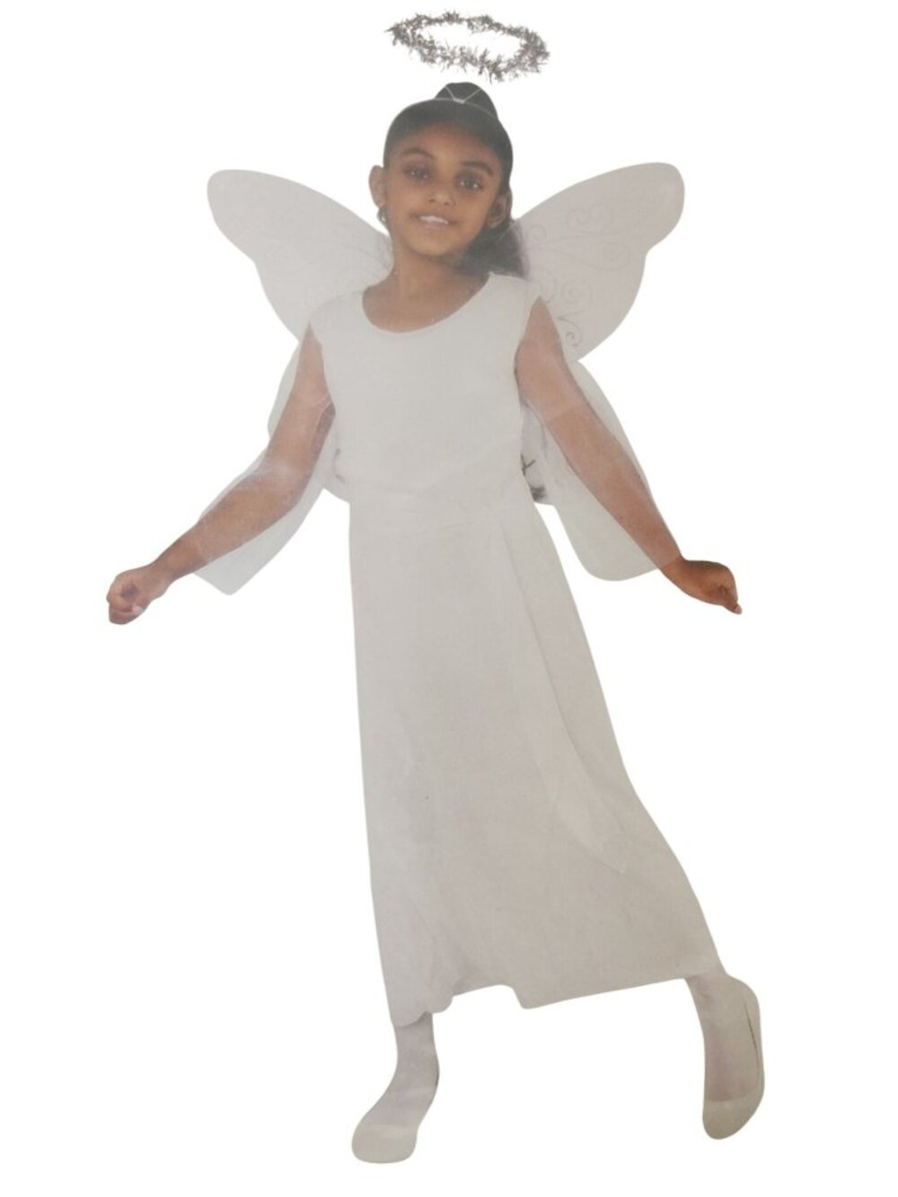 Way To Celebrate Girls Size S 6 6X Angel Halloween Costume Set White Dress